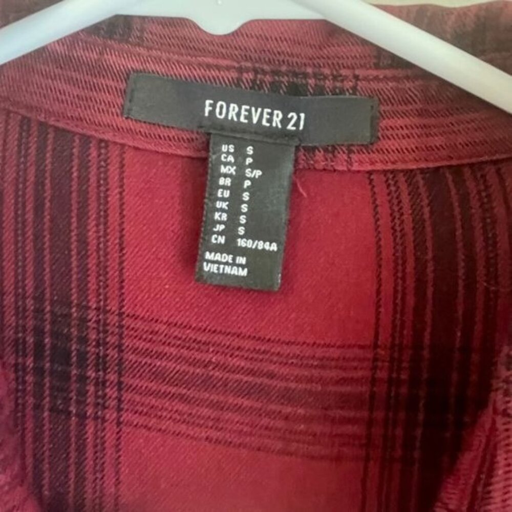 Forever 21 Plaid Shirt Dress Knee Length Tie Waist Long Sleeve Red Size S‎ - Picture 3 of 8